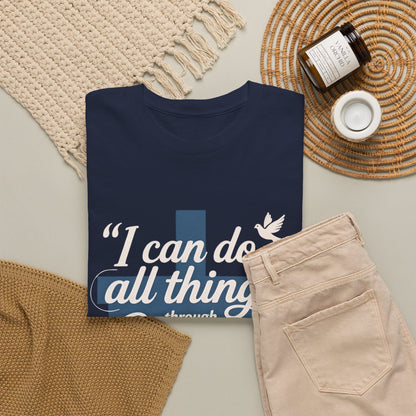 Philippians 4:13 Cotton Tee — "I Can Do All Things" Christian Prayer T-Shirt