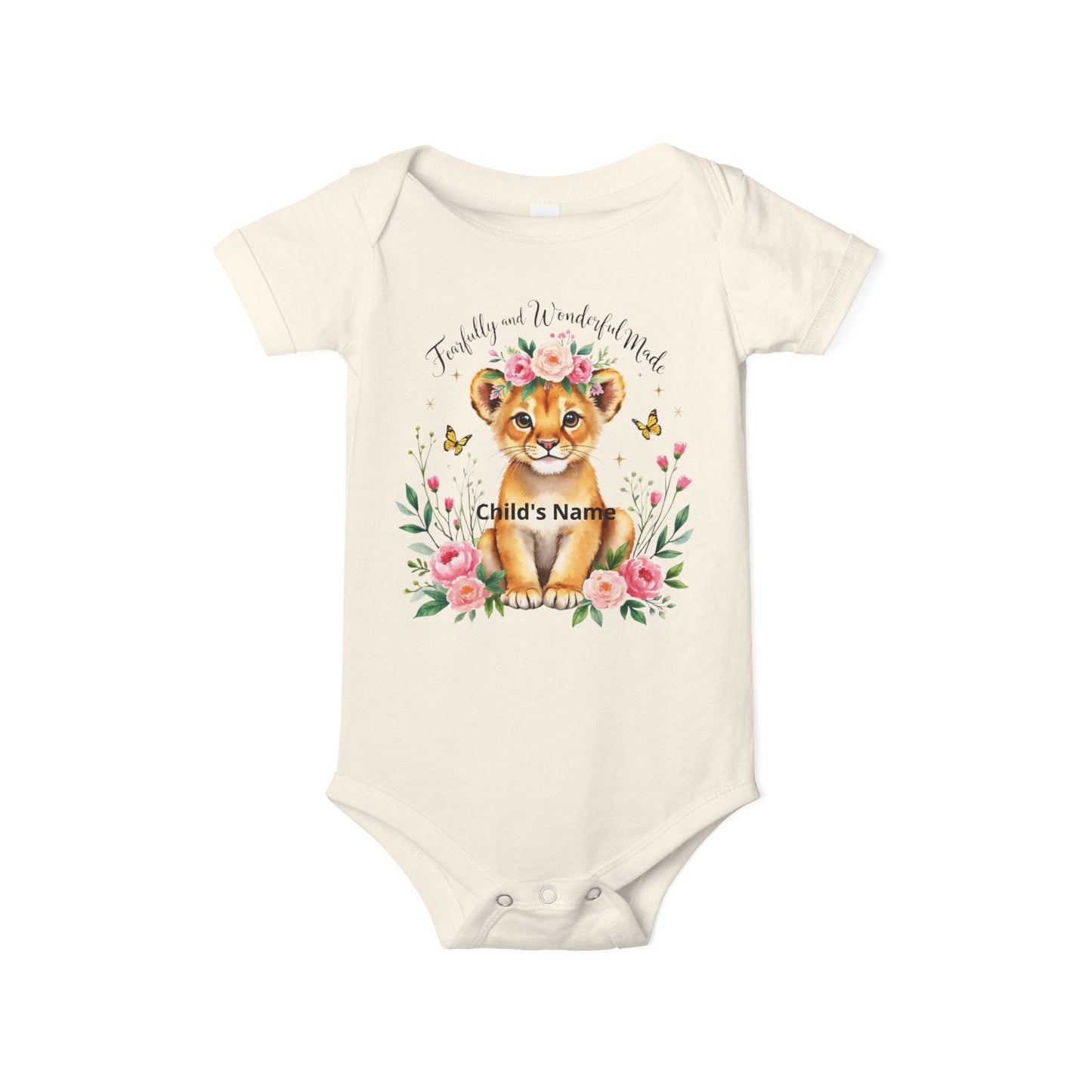 Baby Onesie - Floral Lion Cub "Wild and Wonderful" Personalized Infant Bodysuit