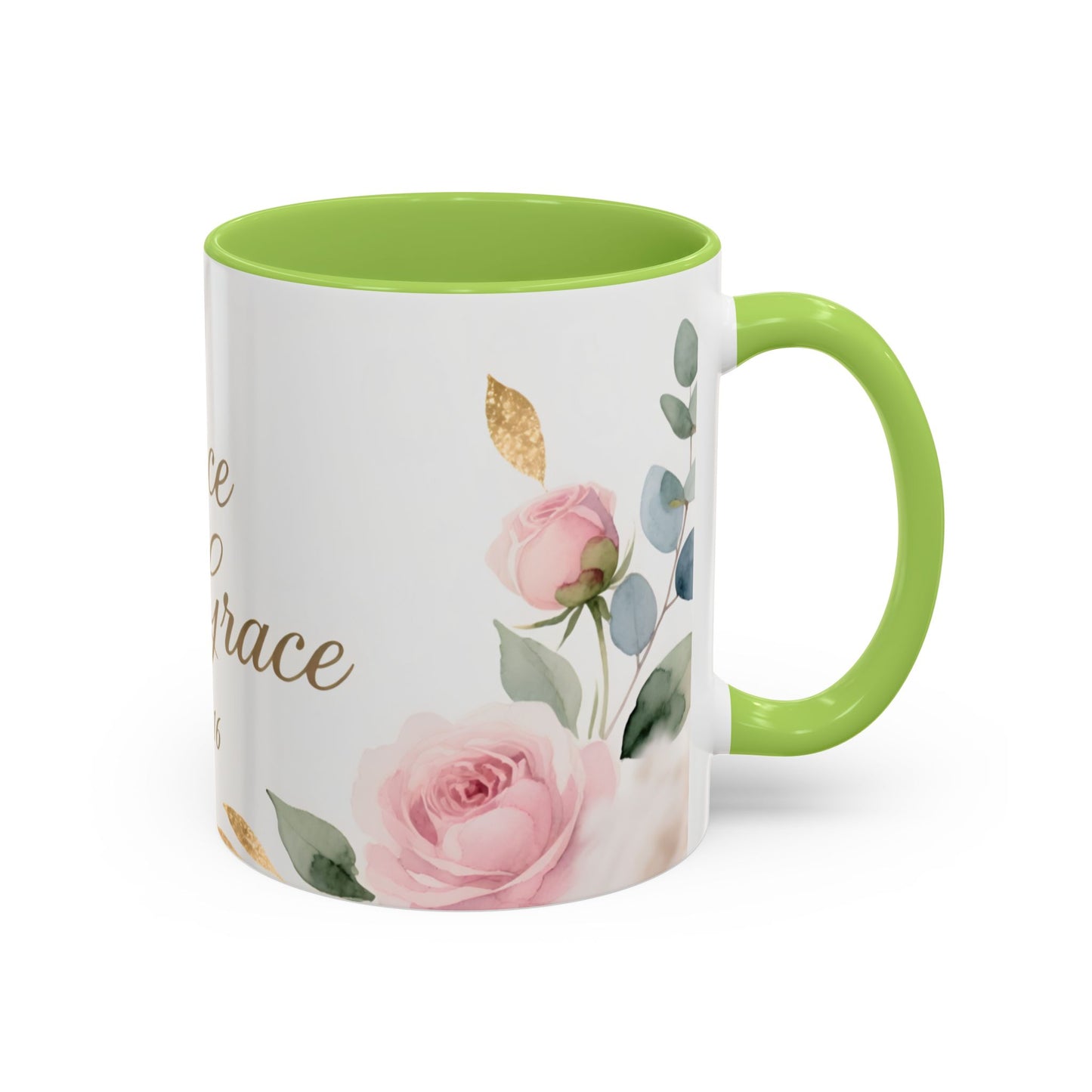 Grace Upon Grace Coffee Mug — Floral John 1:16 Scripture Accent Mug
