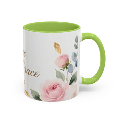 Grace Upon Grace Coffee Mug — Floral John 1:16 Scripture Accent Mug