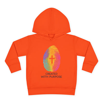 Toddler Hoodie — "Created With Purpose" Rainbow Fingerprint Cross