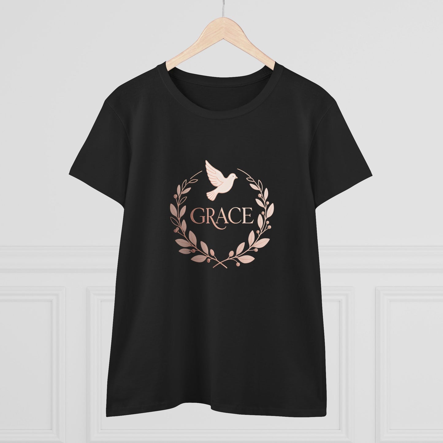 Graceful Dove Wreath Tee — Women's Rose-Gold Reminder Tee