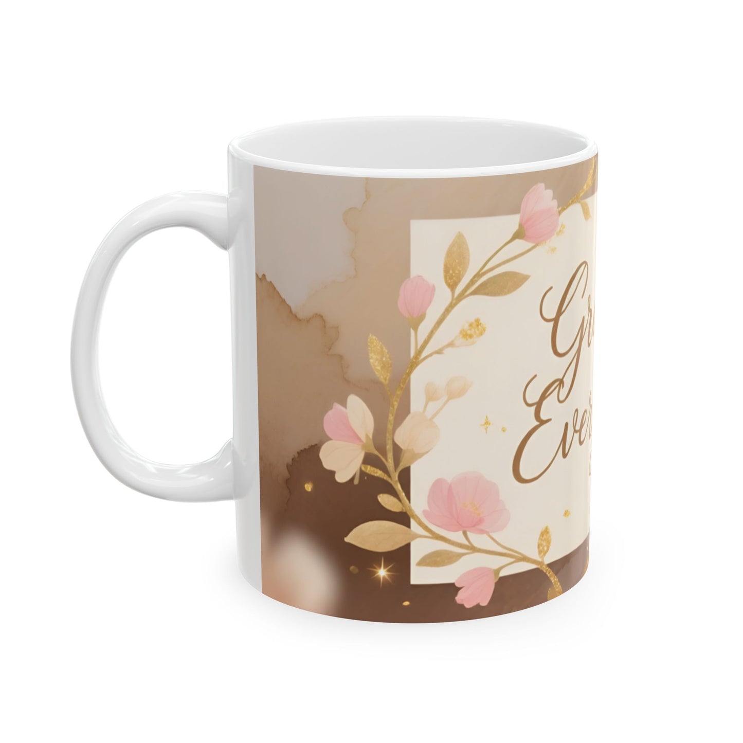 Grace in Every Cup Mug | Floral Script Ceramic Coffee Tea Cup