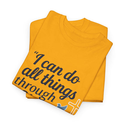 Inspirational Christian T-Shirt - "I Can Do All Things Through Christ" Bible Verse Tee