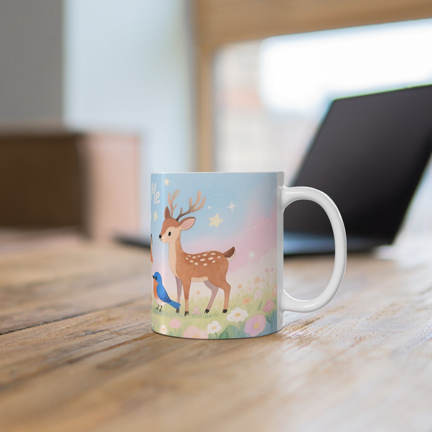 Jesus Loves Me 11oz Mug — Watercolor Animals Nursery Faith Coffee Cup
