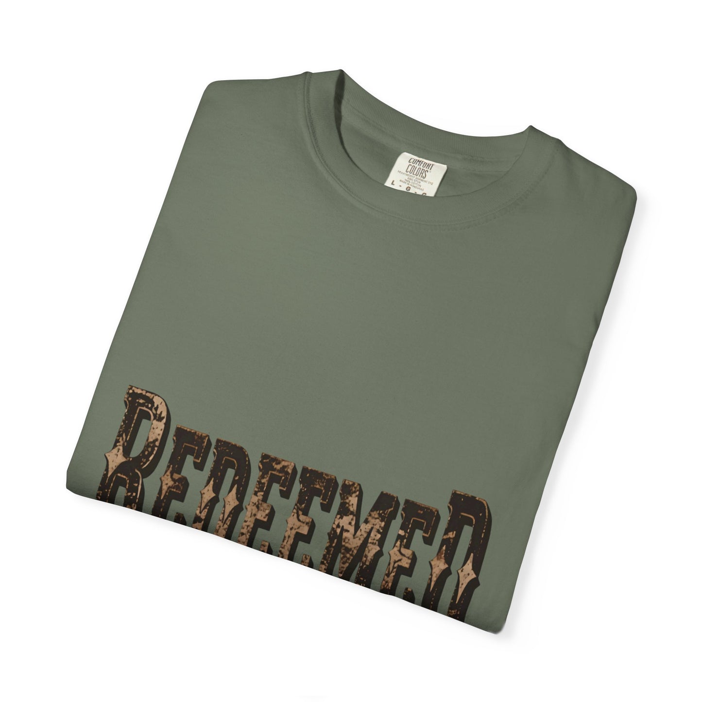 Garment-Dyed Statement Tee — Bold Single-Word Typographic Front