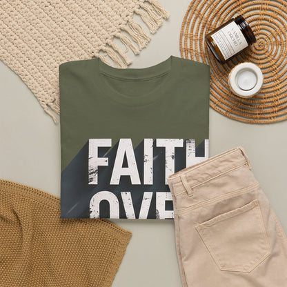 Faith Over Fear Cotton Tee — Distressed Inspirational Graphic