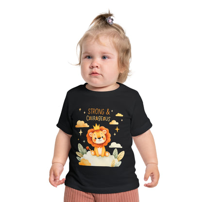 Strong & Courageous Lion Baby T-Shirt — Cute Nursery Tee for Baby Shower & Newborn