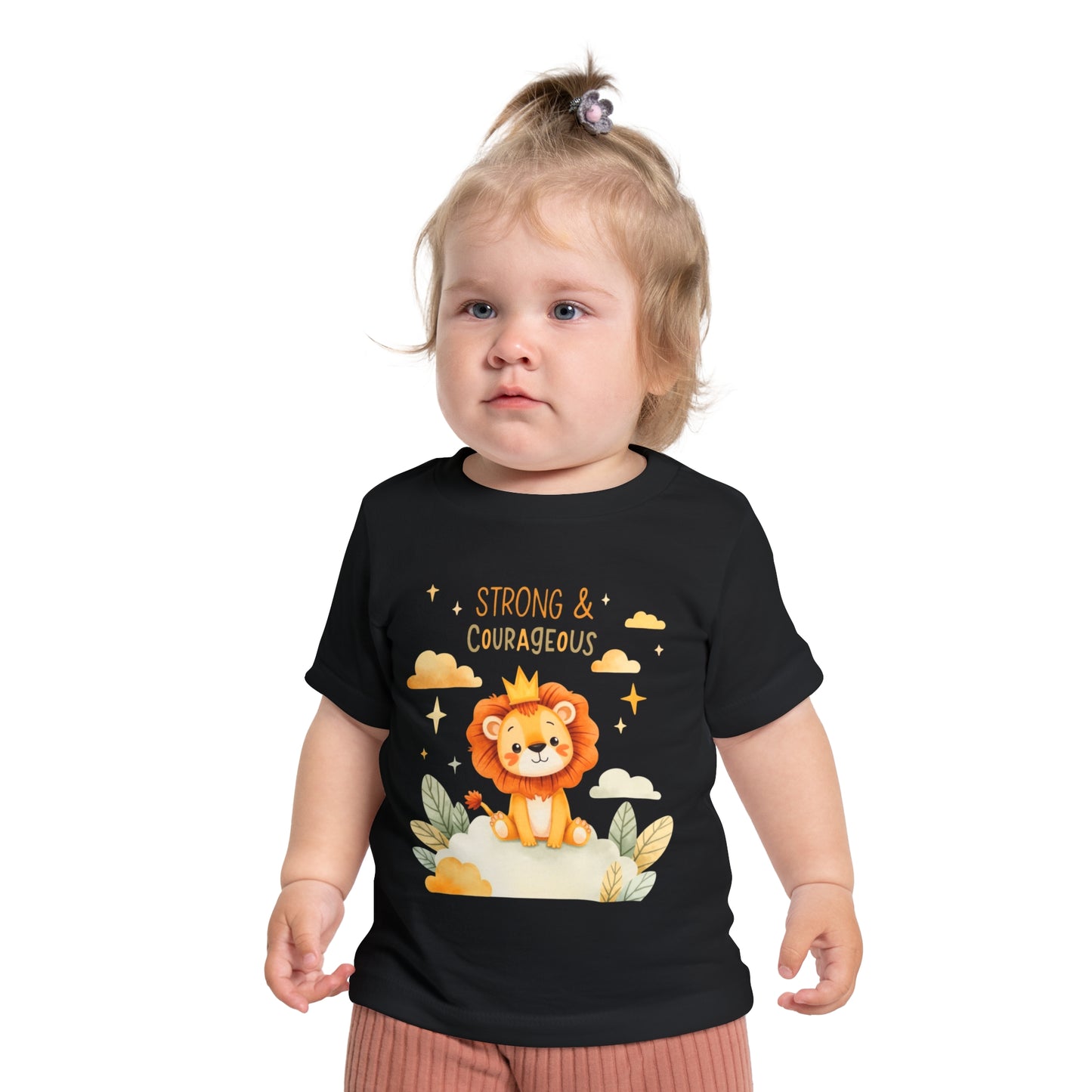 Strong & Courageous Lion Baby T-Shirt — Cute Nursery Tee for Baby Shower & Newborn