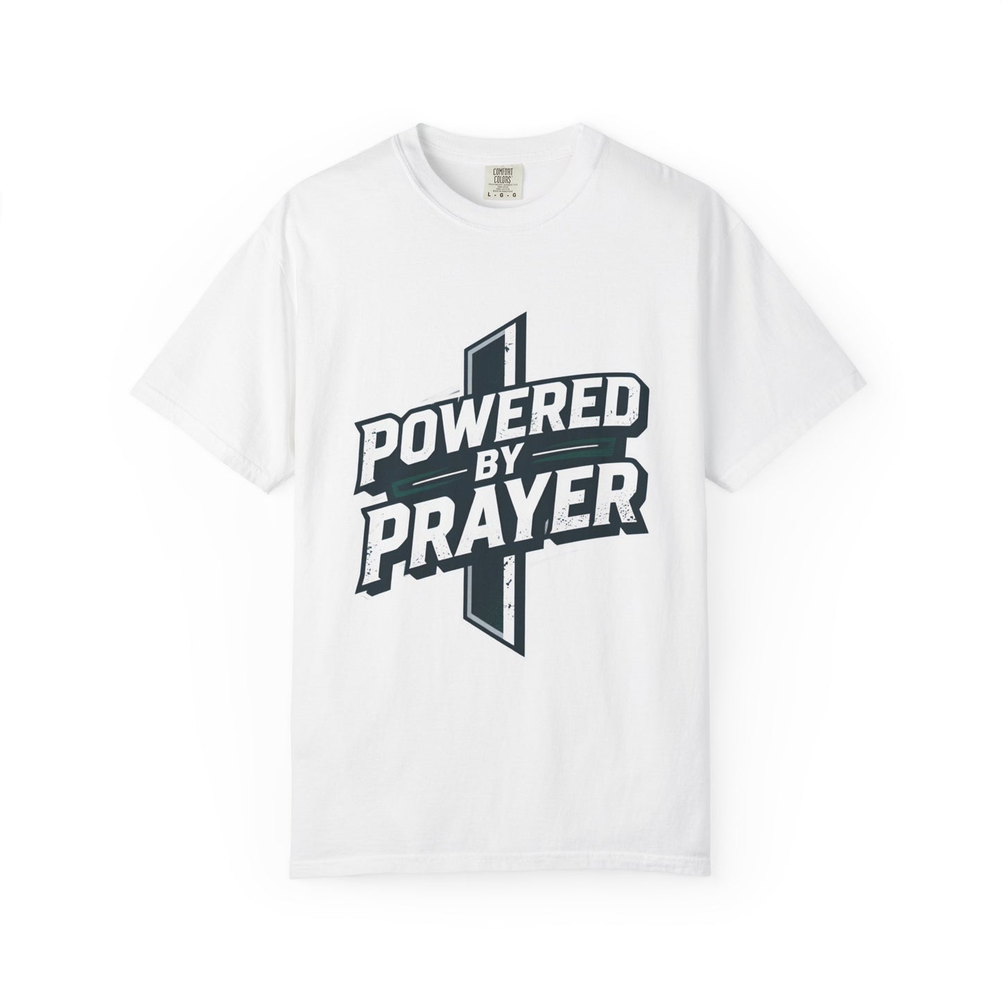 Powered by Prayer T‑Shirt — Faith Graphic Tee with Cross