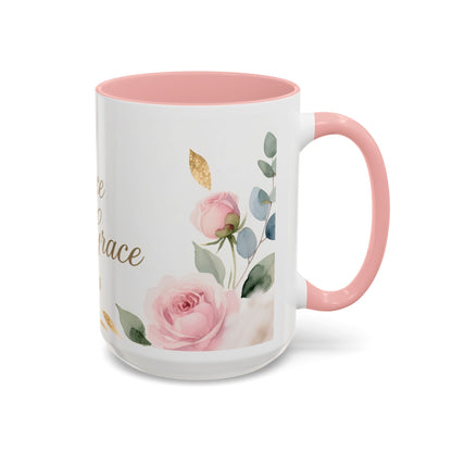 Grace Upon Grace Coffee Mug — Floral John 1:16 Scripture Accent Mug