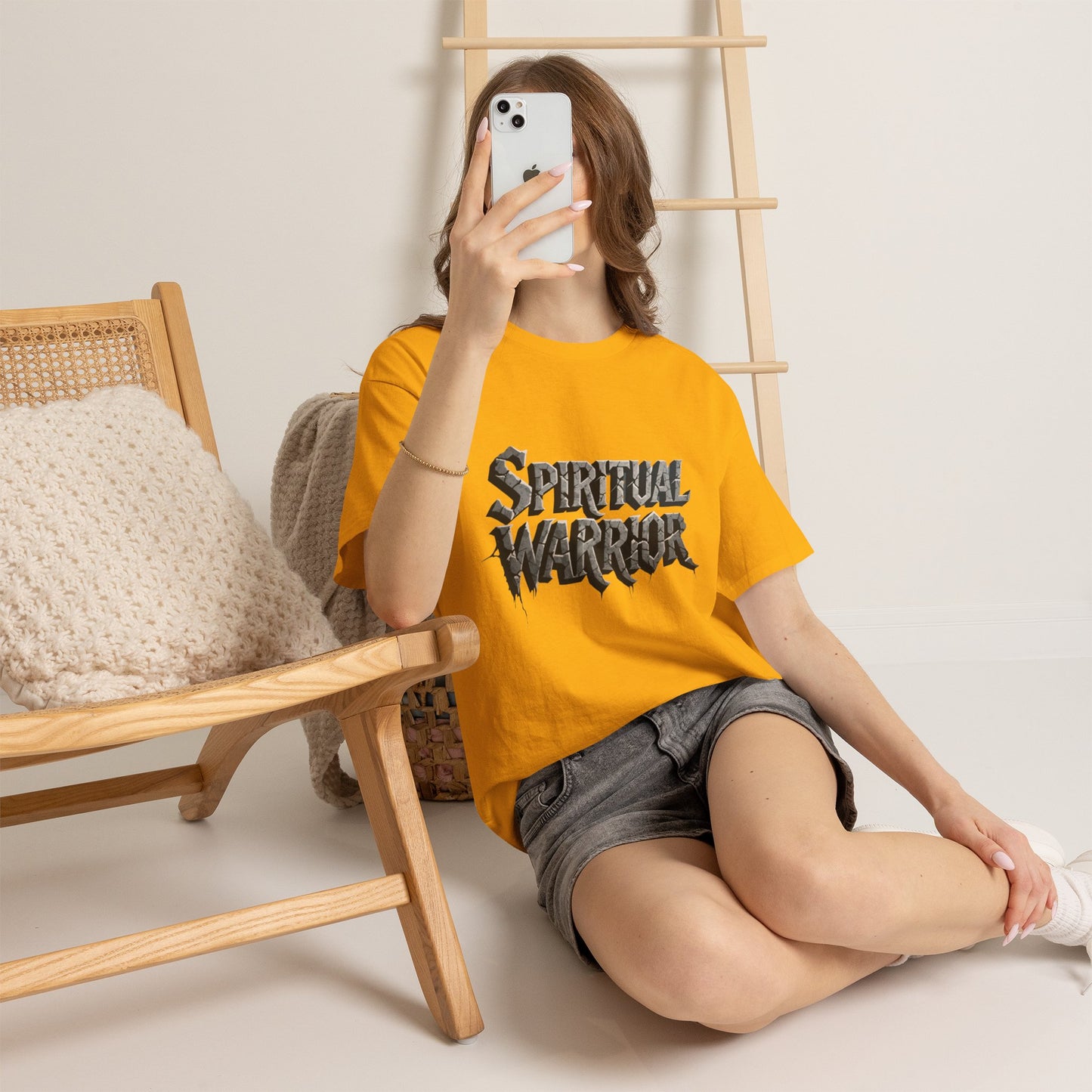 Spiritual Warrior T-Shirt — Gothic Lettering Faith & Strength Tee