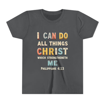I Can Do All Things Christ Youth Tee | Philippians 4:13 Christian Kids Shirt
