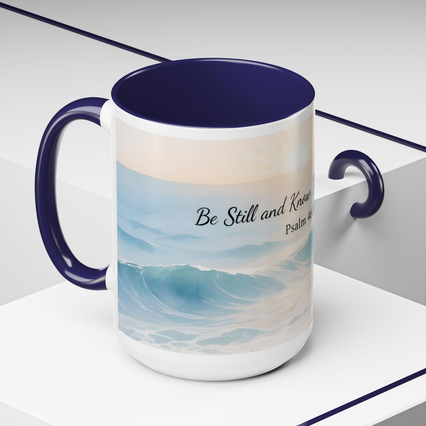 Psalm 46:10 Ocean Coffee Mug – "Be Still and Know That I Am God" Inspirational Ceramic