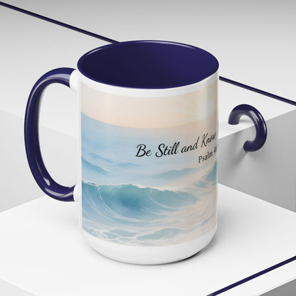 Psalm 46:10 Ocean Coffee Mug – "Be Still and Know That I Am God" Inspirational Ceramic