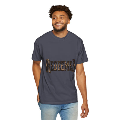 Garment-Dyed Statement Tee — Bold Single-Word Typographic Front