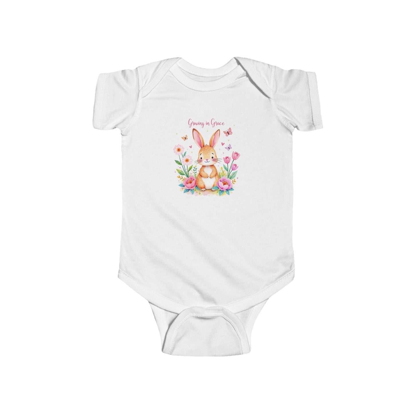 Infant Bodysuit — Cute Floral Bunny "Love You to Pieces" Newborn Onesie