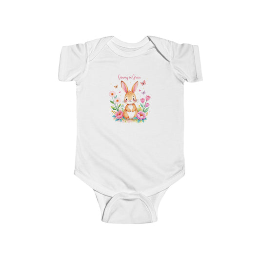 Infant Bodysuit — Cute Floral Bunny "Love You to Pieces" Newborn Onesie