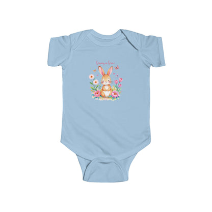 Infant Bodysuit — Cute Floral Bunny "Love You to Pieces" Newborn Onesie