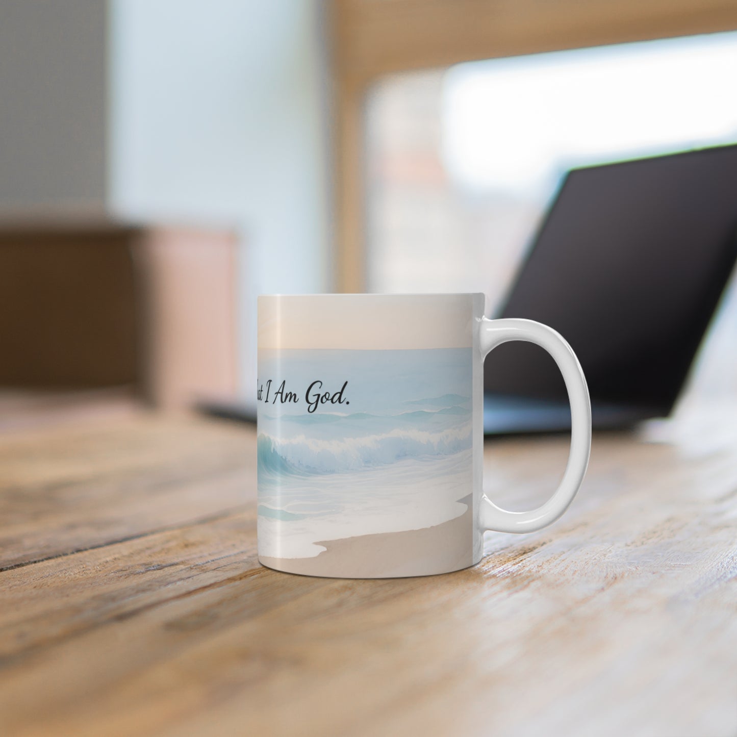 Be Still and Know Psalm 46:10 Ceramic Mug — Ocean Sunrise Faith Coffee Cup (11 oz)