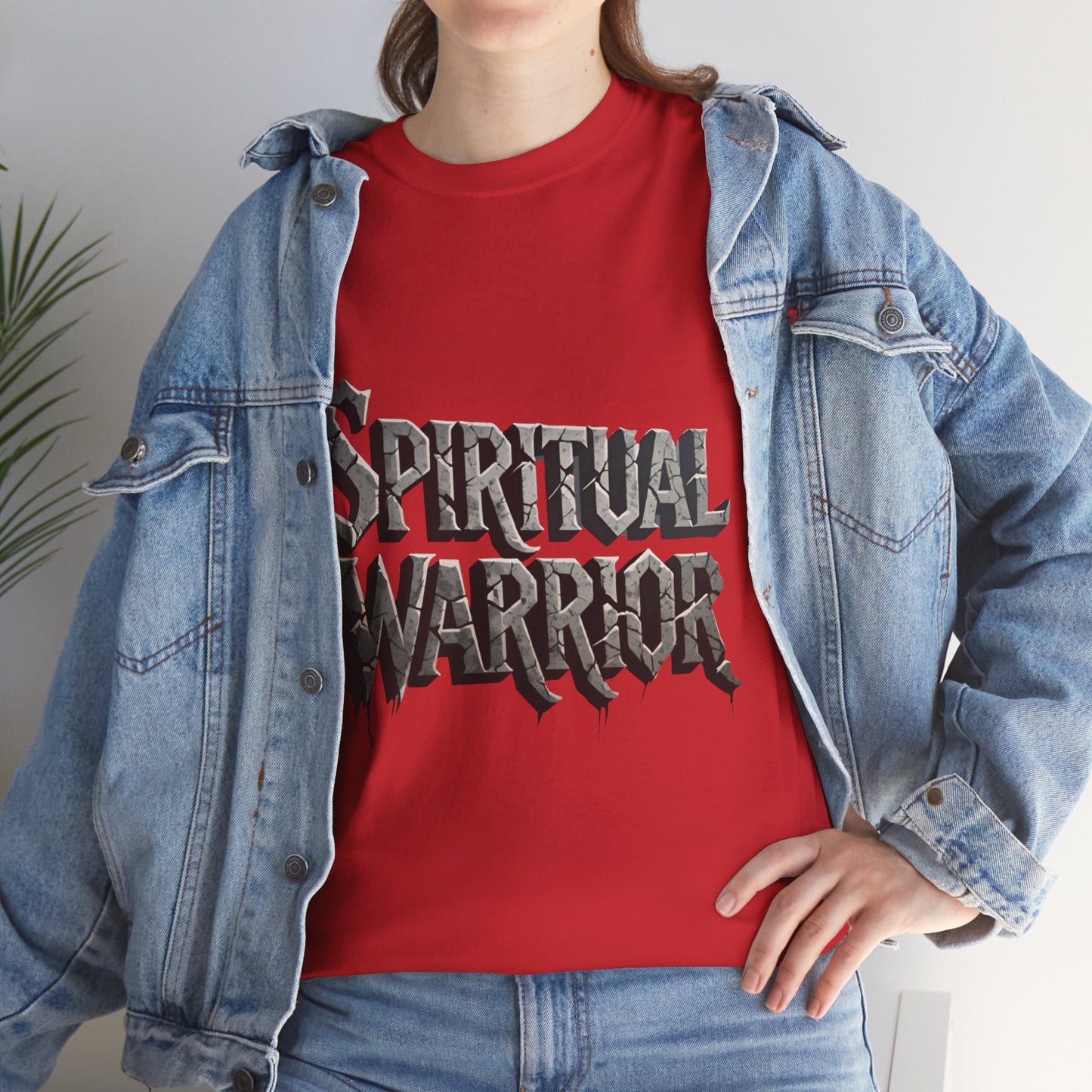 Spiritual Warrior T-Shirt — Gothic Lettering Faith & Strength Tee