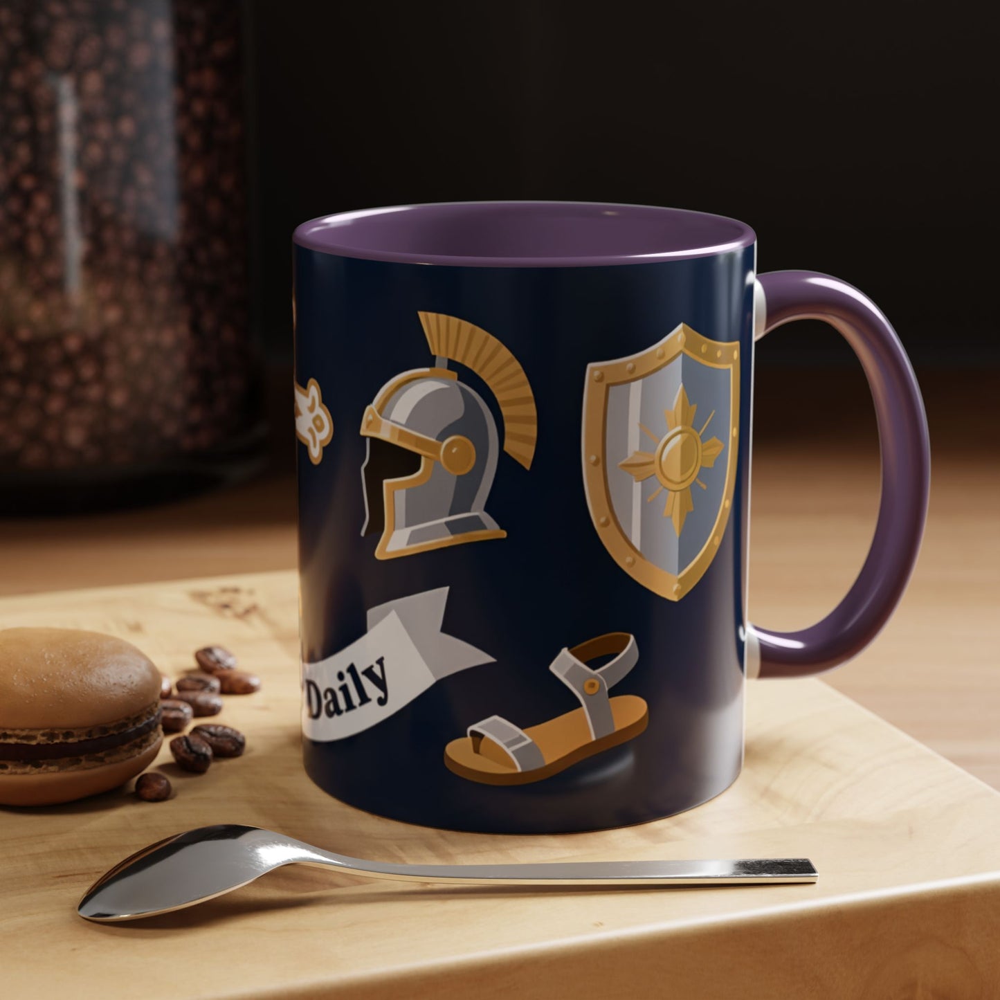 Christian Knight Coffee Mug — “Suit Up Daily” Accent Ceramic Mug