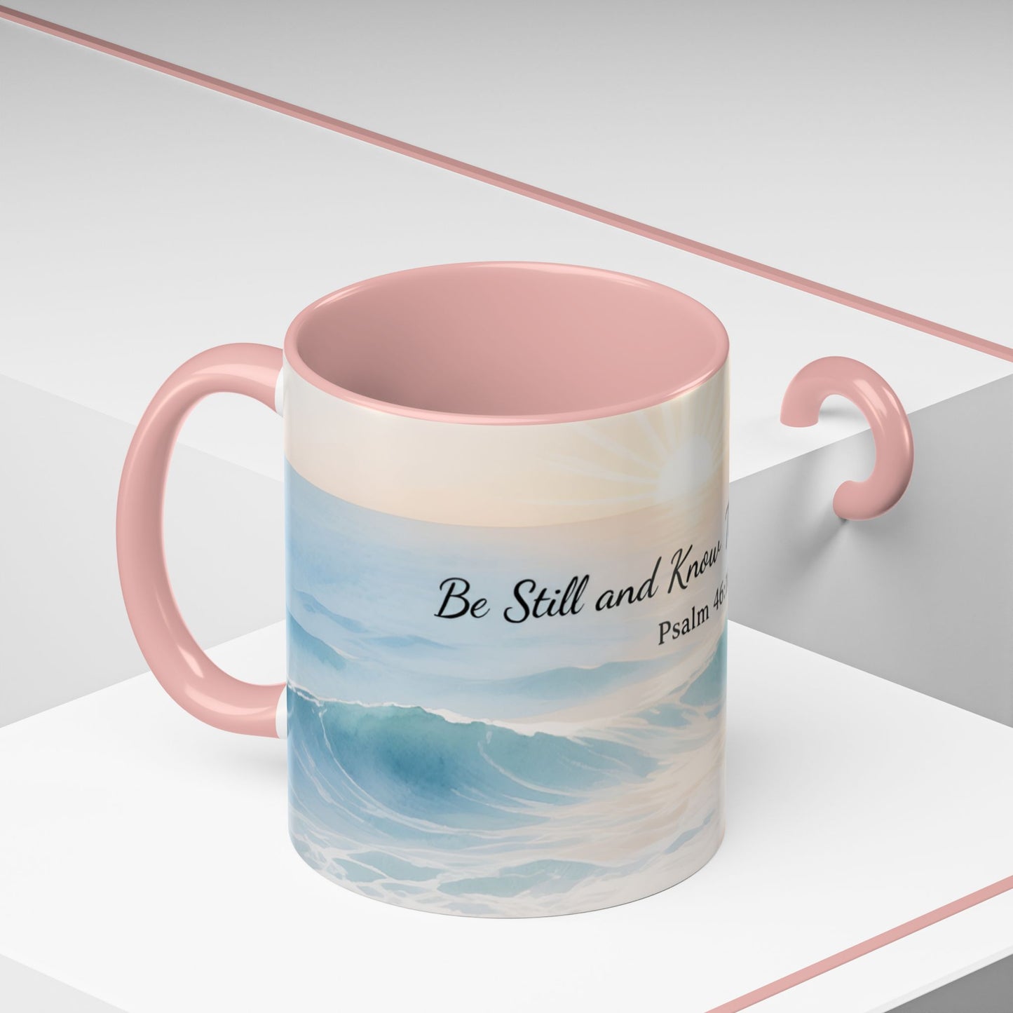 Psalm 46:10 Ocean Coffee Mug – "Be Still and Know That I Am God" Inspirational Ceramic