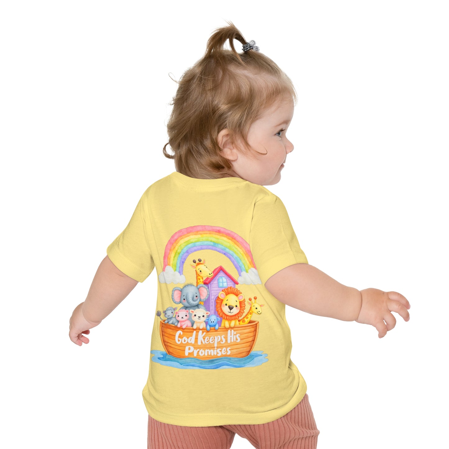 Baby T-Shirt — "God Keeps His Promises" Noah's Ark Rainbow Design
