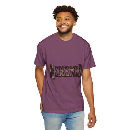 Garment-Dyed Statement Tee — Bold Single-Word Typographic Front