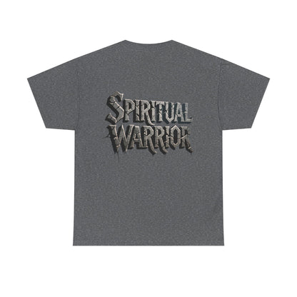 Spiritual Warrior T-Shirt — Gothic Lettering Faith & Strength Tee