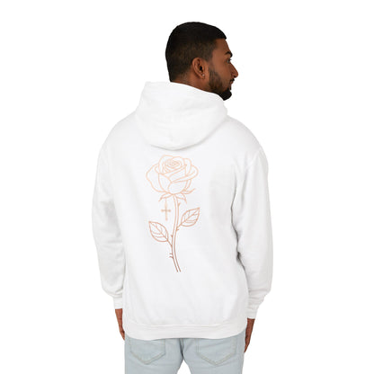 Lightweight Rose Line Hoodie — Subtle Single-Line Floral Design
