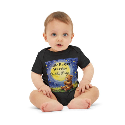 Infant One-Piece — 'Little Prayer Warrior' Bear Baby Bodysuit (Personalize Name)