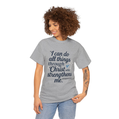 Inspirational Christian T-Shirt - "I Can Do All Things Through Christ" Bible Verse Tee