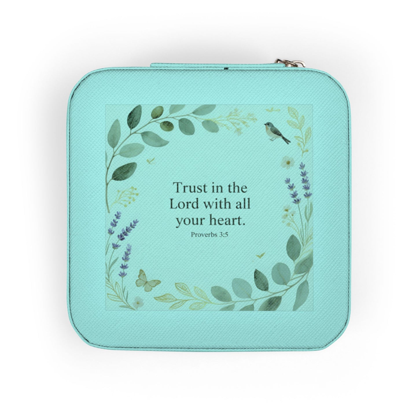 Floral Faith Jewelry Travel Case — 'Trust in the Lord with All Your Heart' Compact Organizer