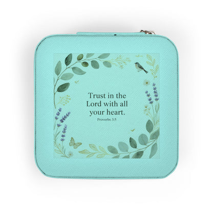 Floral Faith Jewelry Travel Case — 'Trust in the Lord with All Your Heart' Compact Organizer