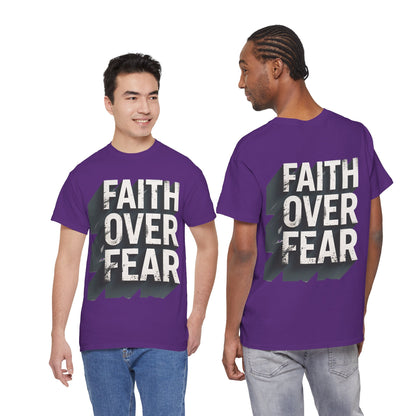 Faith Over Fear Cotton Tee — Distressed Inspirational Graphic