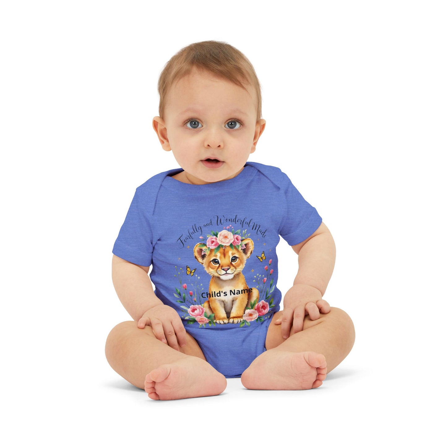 Baby Onesie - Floral Lion Cub "Wild and Wonderful" Personalized Infant Bodysuit