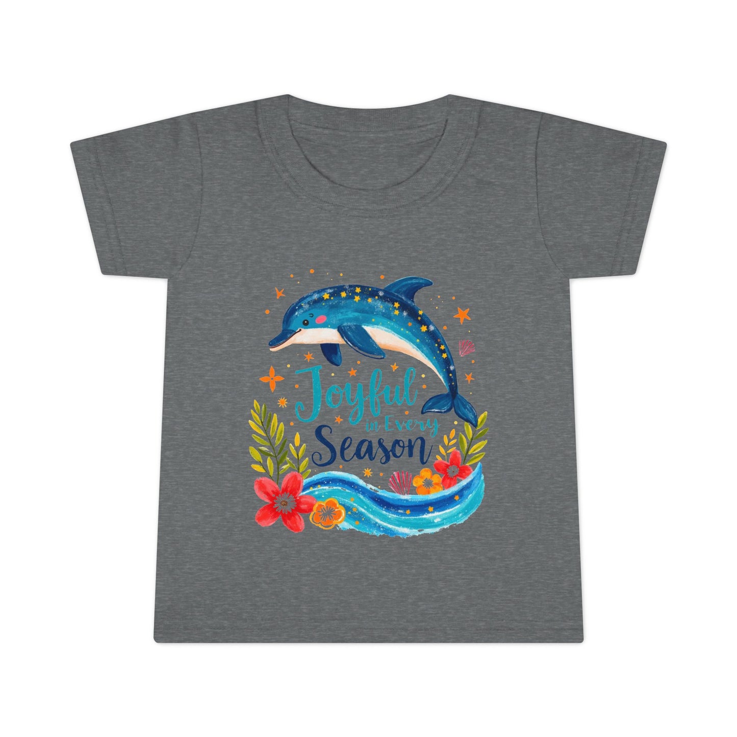 Joyful Sea Season Toddler T-Shirt — Dolphin Floral Kids Tee | Meaningful Gift