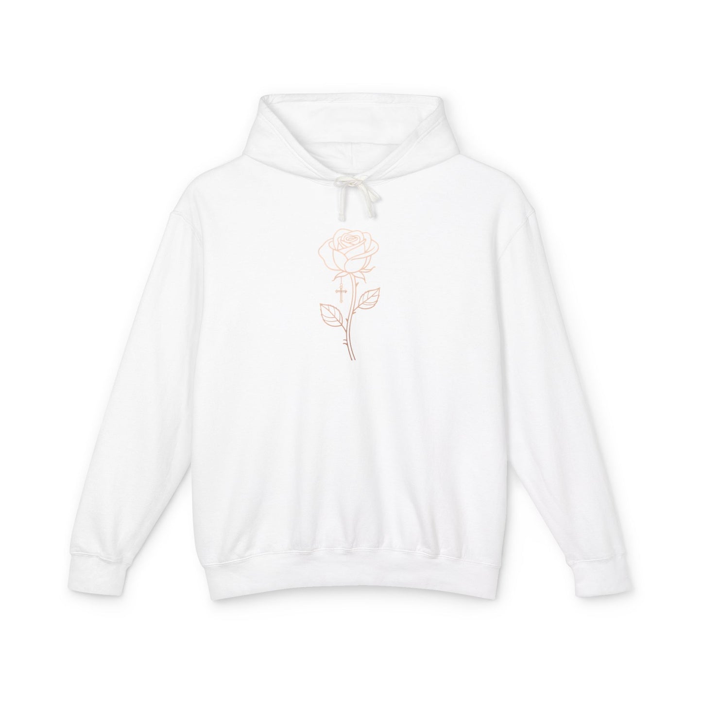 Lightweight Rose Line Hoodie — Subtle Single-Line Floral Design