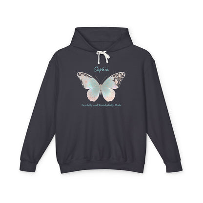 Butterfly Personalized Hoodie — Pastel Floral Butterfly Lightweight Hoodie