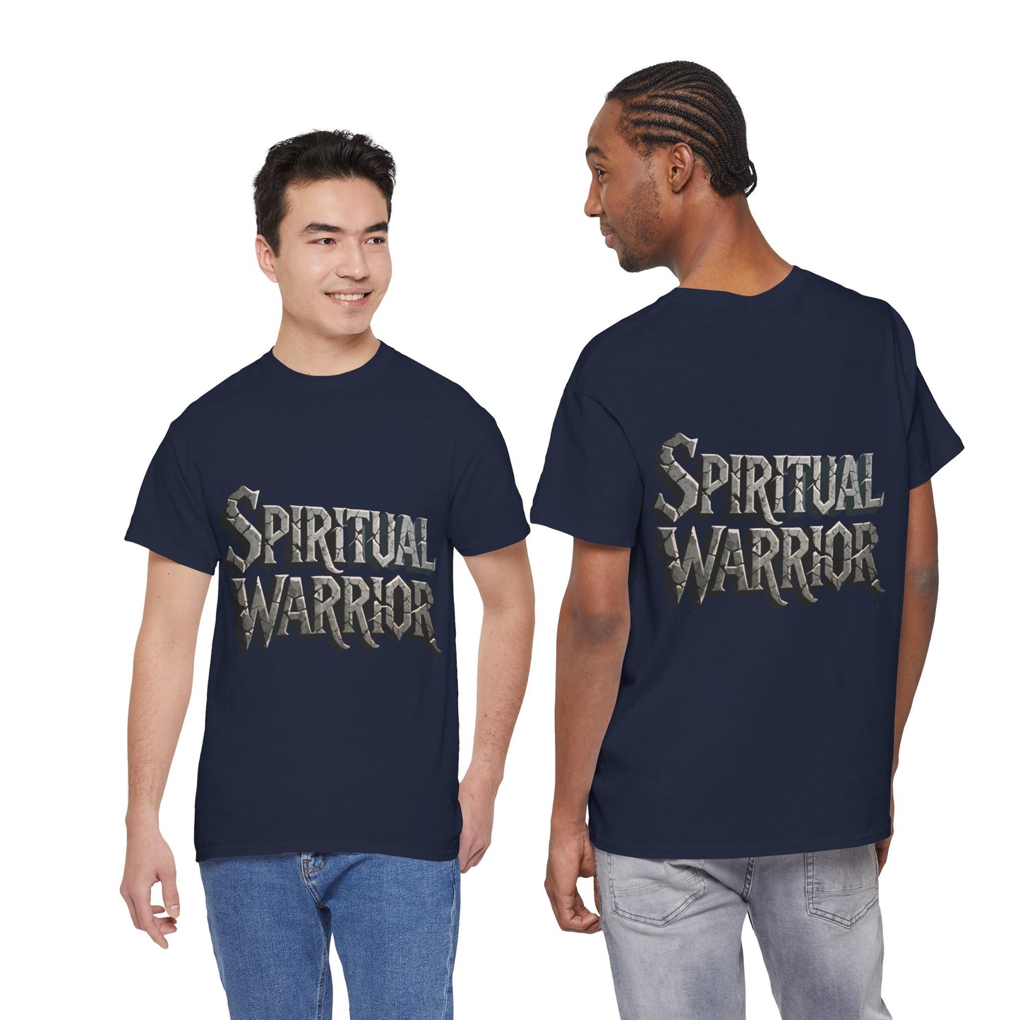 Spiritual Warrior T-Shirt — Gothic Lettering Faith & Strength Tee