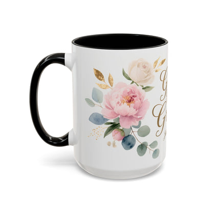 Grace Upon Grace Floral Coffee Mug — John 1:16 Scripture Accent Mug