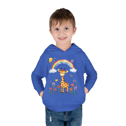 Toddler Hoodie — Giraffe Rainbow Floral Pullover