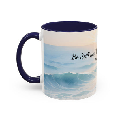 Psalm 46:10 Ocean Coffee Mug – "Be Still and Know That I Am God" Inspirational Ceramic