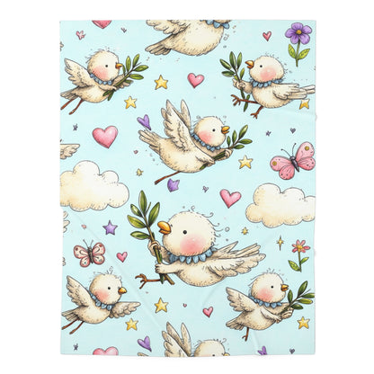 Baby Swaddle Blanket — Pastel Flying Doves Nursery Swaddle