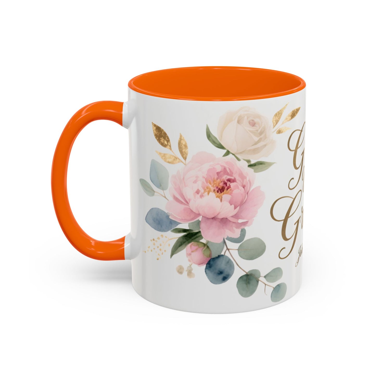 Grace Upon Grace Floral Coffee Mug — John 1:16 Scripture Accent Mug