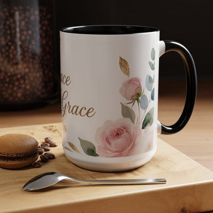 Grace Upon Grace Coffee Mug — Floral John 1:16 Scripture Accent Mug