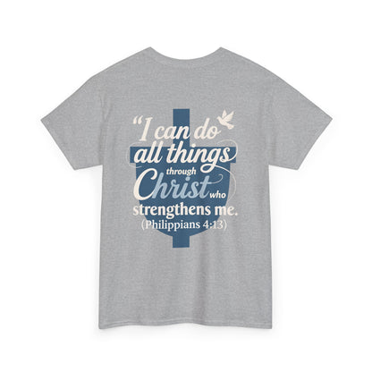 Philippians 4:13 Cotton Tee — "I Can Do All Things" Christian Prayer T-Shirt