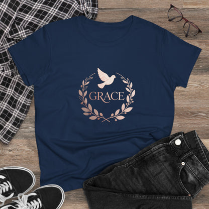 Graceful Dove Wreath Tee — Women's Rose-Gold Reminder Tee