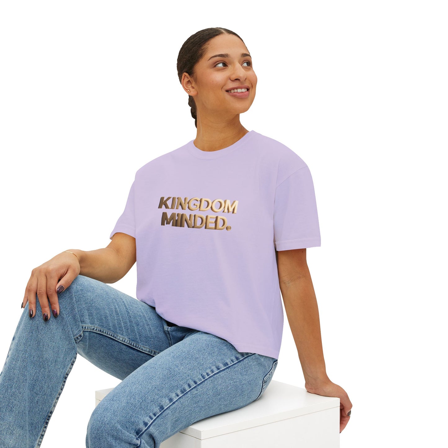 Kingdom Minded Boxy Tee — Women's Faith-Inspired Cropped T-Shirt